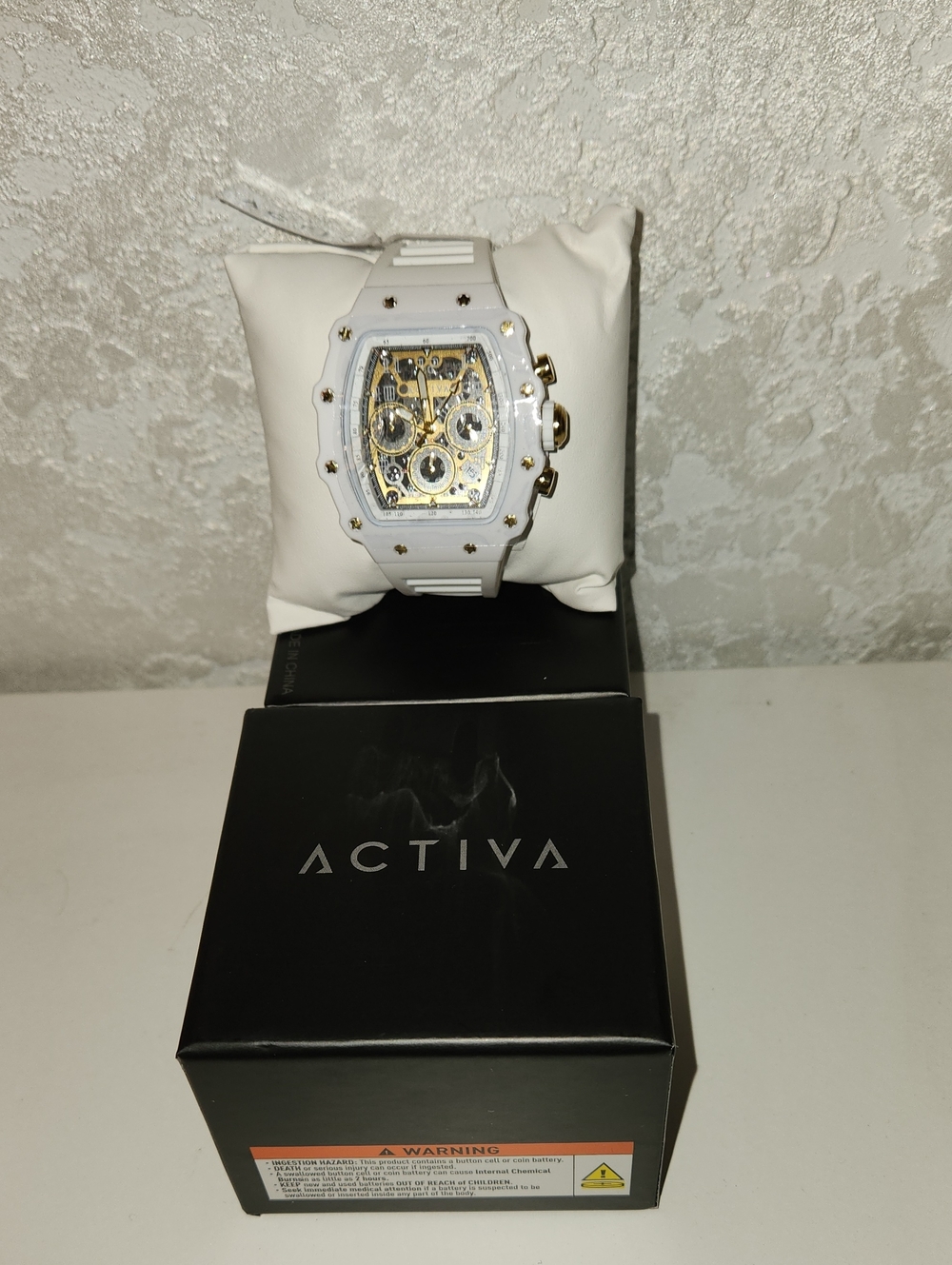Activa White and Gold Chronograph Watch NWT